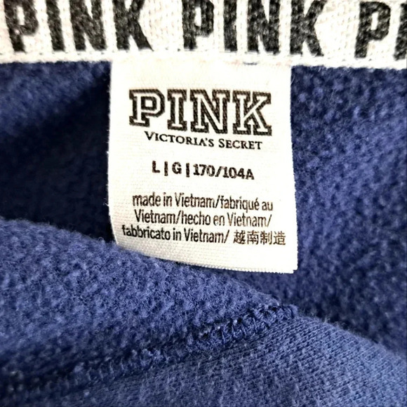 Victoria's Secret PINK zip hoodie jacket, Blue/White, sz L - Picture 3 of 3